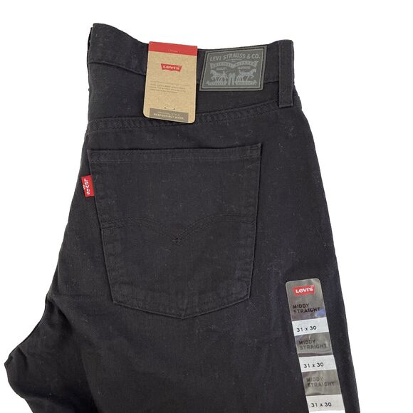 New Women’s Levi’s Muddy Straight Black Denim Jeans Size 31x30 NWT Irregular - Picture 2 of 9